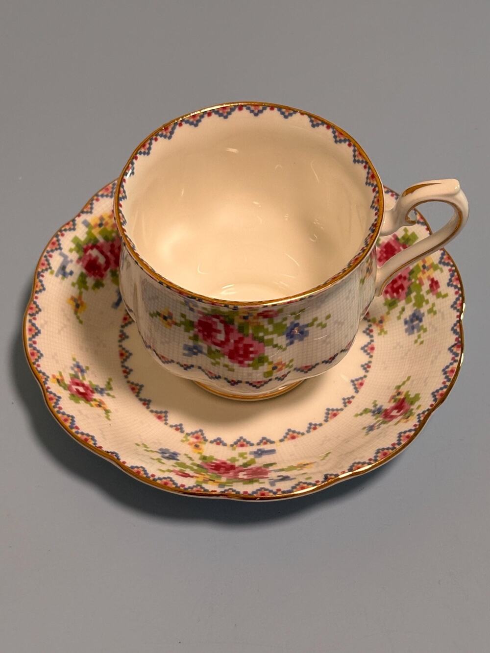 Royal Albert Petit Point No. 778676 Pattern Cup, Saucer Set Vintage